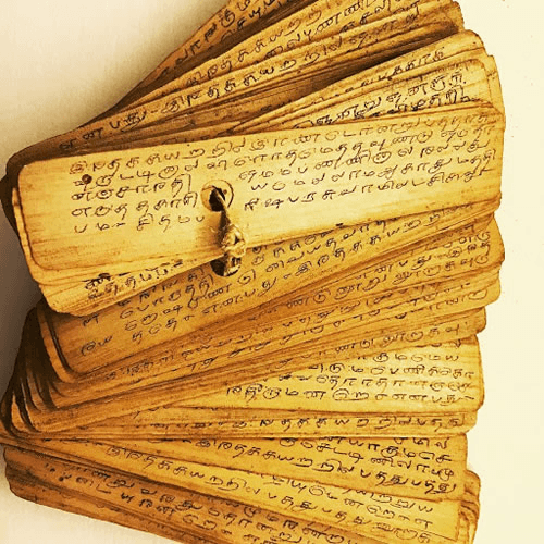 Palm leaves with ancient inscriptions